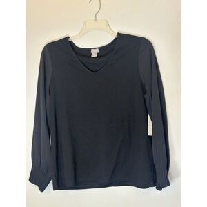 NWT Chicos Top Women's 2 US L Black Flutter Sleeve Artsy Boho Dainty Blouse